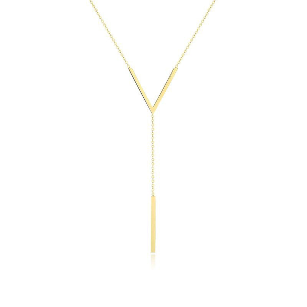 Elegant Gold Color V-Shaped Chain Necklace for Women